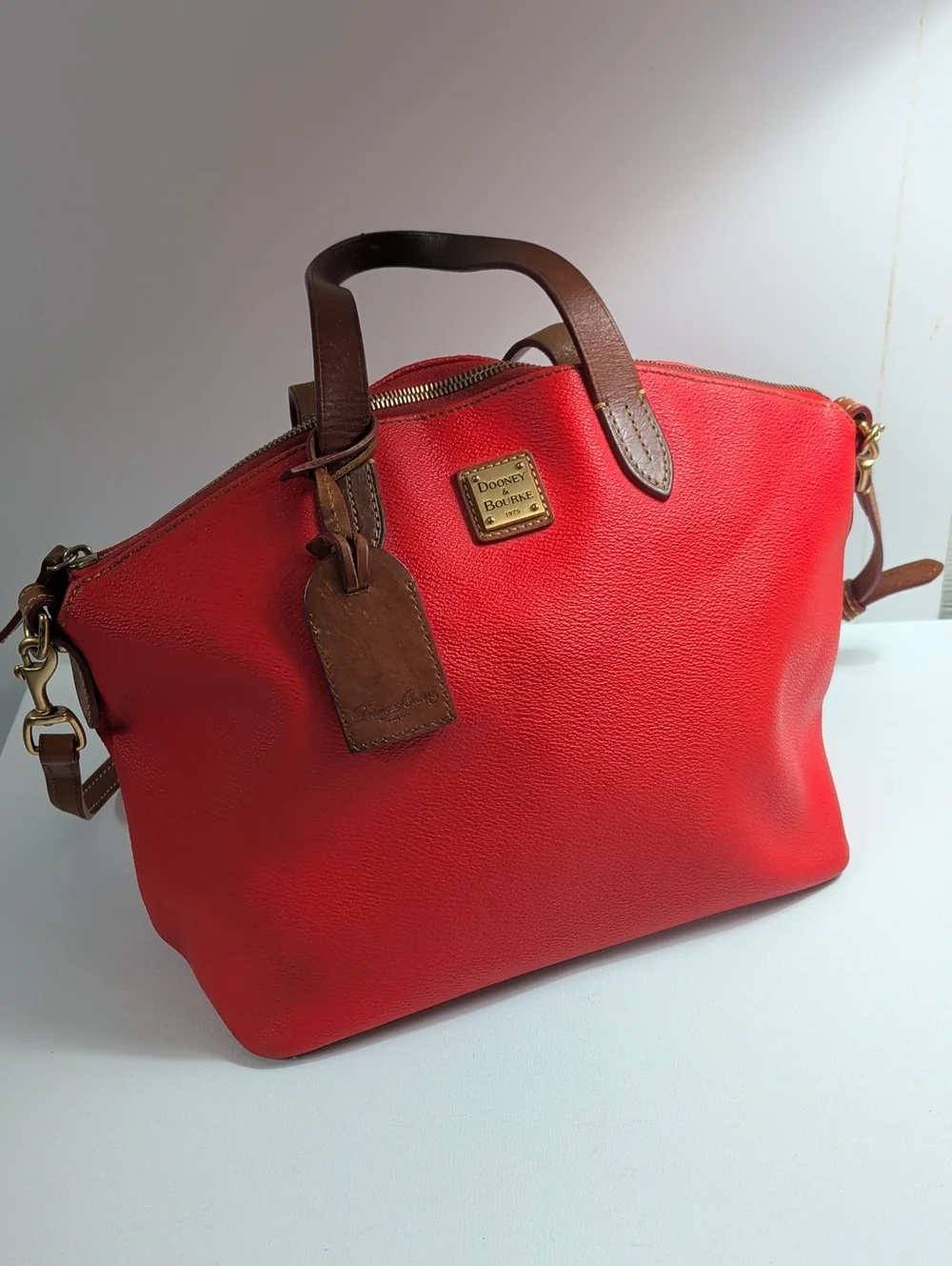 Dooney & Bourke Red Pebbled Leather Domed Satchel
